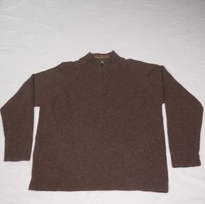 Iceland 1/4 Zip Wool Blend Mock Neck Mens XL Brown Made in Italy Sweater Top